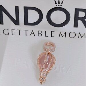 Pandora Sparkling Pink Hot Air Balloon Dangle Charm Rose Gold Plated